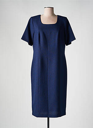 Robe mi-longue tissage crêpe manches courtes bleu IMPULSION femme