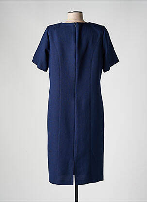 Robe mi-longue tissage crêpe manches courtes bleu IMPULSION femme