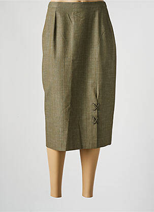 Jupe mi-longue taille à pinces vert FRANCE RIVOIRE femme