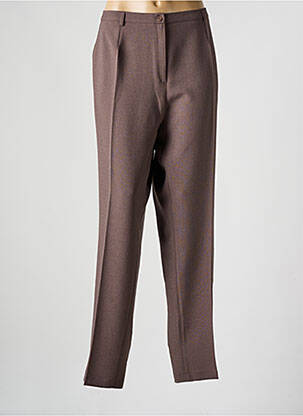 Pantalon droit tissage crêpe taille haute marron FRANCE RIVOIRE femme