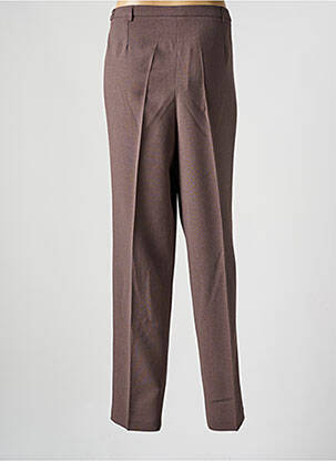 Pantalon droit tissage crêpe taille haute marron FRANCE RIVOIRE femme
