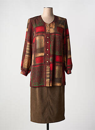 Ensemble jupe fermeture boutonnée sur le devant marron FRANCE RIVOIRE femme