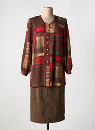 Ensemble jupe fermeture boutonnée sur le devant marron FRANCE RIVOIRE femme