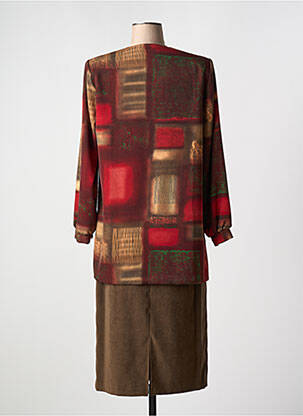 Ensemble jupe fermeture boutonnée sur le devant marron FRANCE RIVOIRE femme