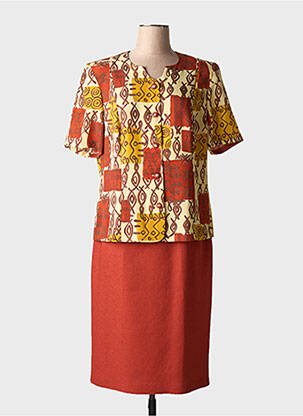 Ensemble jupe manches courtes orange FRANCE RIVOIRE femme
