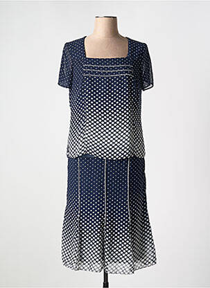 Ensemble jupe manches courtes bleu FRANCE RIVOIRE femme