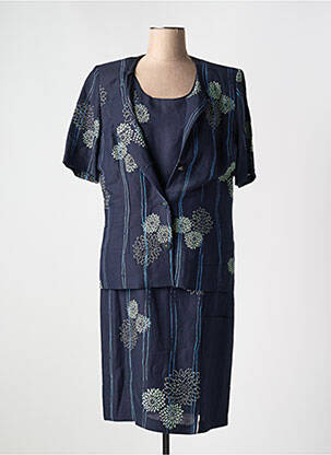 Ensemble jupe manches courtes bleu FRANCE RIVOIRE femme