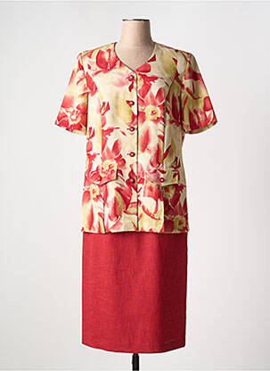 Ensemble jupe manches courtes rouge FRANCE RIVOIRE femme