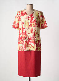 Ensemble jupe fermeture boutonnée sur le devant rouge FRANCE RIVOIRE femme