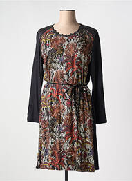 Robe mi-longue coupe fluide manches longues noir GRIFFON femme