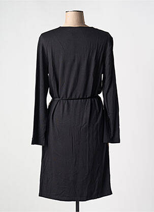 Robe mi-longue coupe fluide manches longues noir GRIFFON femme