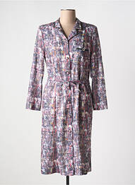Robe mi-longue imprimé fantaisie manches longues gris FRANCE RIVOIRE femme