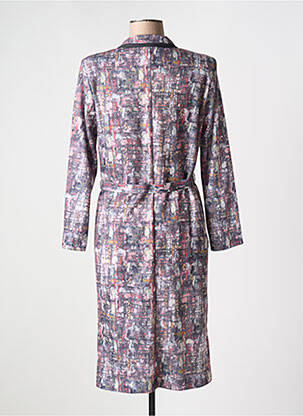 Robe mi-longue imprimé fantaisie manches longues gris FRANCE RIVOIRE femme