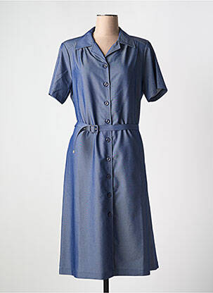 Robe mi-longue manches courtes manches courtes bleu GRIFFON femme