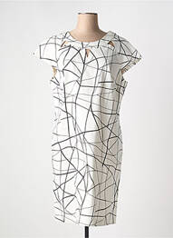 Robe mi-longue imprimé fantaisie manches courtes blanc GRIFFON femme