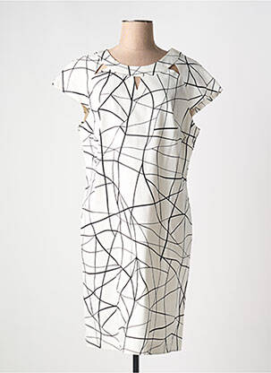 Robe mi-longue imprimé fantaisie manches courtes blanc GRIFFON femme