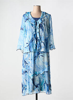 Ensemble jupe coupe fluide bleu FRANCE RIVOIRE femme