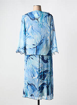 Ensemble jupe coupe fluide bleu FRANCE RIVOIRE femme