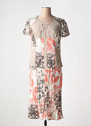 Ensemble jupe manches courtes beige FRANCE RIVOIRE femme