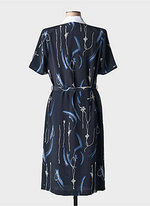 Robe longue imprimé fantaisie manches courtes bleu FRANCE RIVOIRE femme