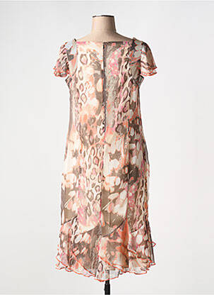 Robe mi-longue coupe fluide manches courtes beige FRANCE RIVOIRE femme