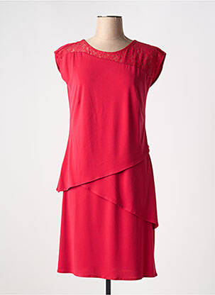 Robe mi-longue coupe fluide manches courtes rouge FRANCE RIVOIRE femme