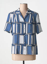 Chemisier manches courtes manches courtes bleu FRANCE RIVOIRE femme