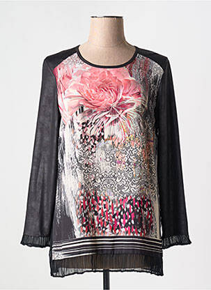 Top imprimé fantaisie manches longues noir FRANCE RIVOIRE femme
