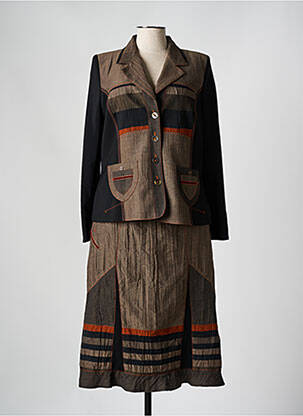 Ensemble jupe fermeture boutonnée sur le devant gris FRANCE RIVOIRE femme
