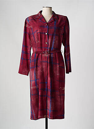 Robe mi-longue imprimé fantaisie manches longues rouge FRANCE RIVOIRE femme