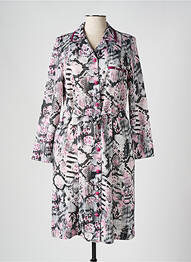 Robe mi-longue imprimé fantaisie manches longues violet FRANCE RIVOIRE femme