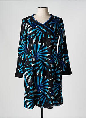 Robe courte manches longues manches longues bleu FRANCE RIVOIRE femme