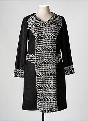 Robe mi-longue manches longues manches longues noir FRANCE RIVOIRE femme