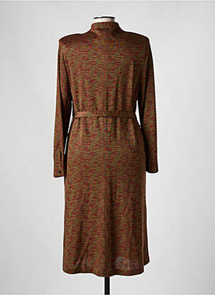 Robe mi-longue imprimé fantaisie manches longues vert FRANCE RIVOIRE femme