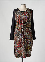 Robe mi-longue imprimé fantaisie manches longues noir GRIFFON femme