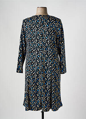 Robe mi-longue imprimé fantaisie manches longues noir FRANCE RIVOIRE femme