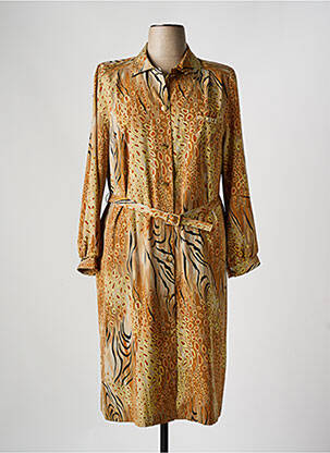 Robe mi-longue manches longues manches longues beige IMPULSION femme