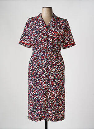 Robe mi-longue tissage crêpe manches courtes rouge FRANCE RIVOIRE femme