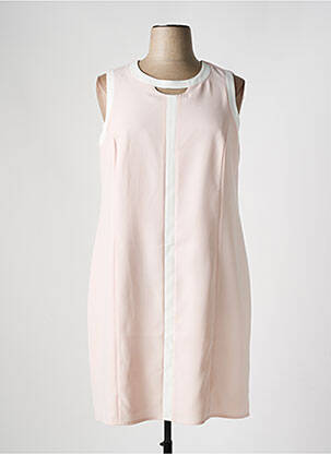 Robe mi-longue tissage crêpe manches courtes rose FRANCE RIVOIRE femme