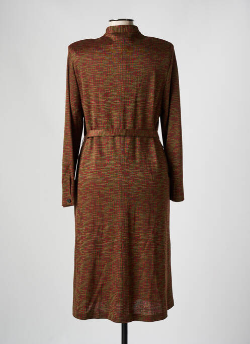 Robe mi-longue imprimé fantaisie manches longues vert FRANCE RIVOIRE femme