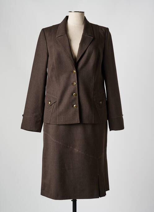 Ensemble jupe fermeture zippée sous rabat avec crochet marron KARTING femme