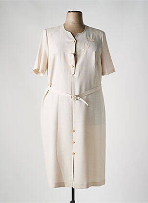 Robe mi-longue manches courtes manches courtes beige IMPULSION femme