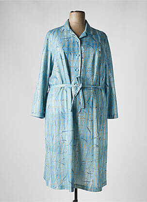 Robe mi-longue imprimé fantaisie manches longues bleu IMPULSION femme