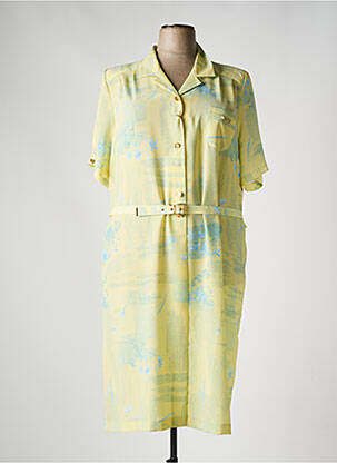 Robe mi-longue imprimé fantaisie manches courtes jaune IMPULSION femme