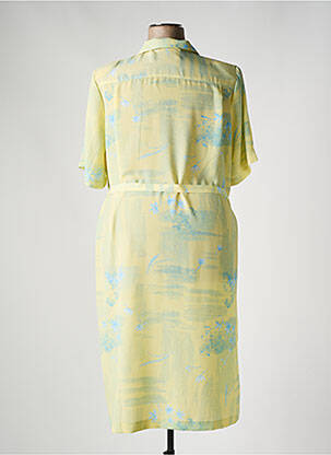 Robe mi-longue imprimé fantaisie manches courtes jaune IMPULSION femme