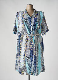 Robe mi-longue imprimé fantaisie manches courtes bleu FRANCE RIVOIRE femme