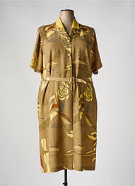 Robe mi-longue imprimé fantaisie manches courtes jaune IMPULSION femme