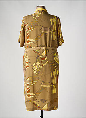 Robe mi-longue imprimé fantaisie manches courtes jaune IMPULSION femme