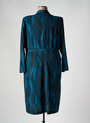 Robe mi-longue imprimé fantaisie manches longues bleu FRANCE RIVOIRE femme
