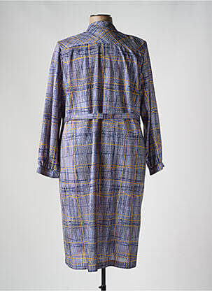 Robe mi-longue imprimé fantaisie manches longues bleu FRANCE RIVOIRE femme